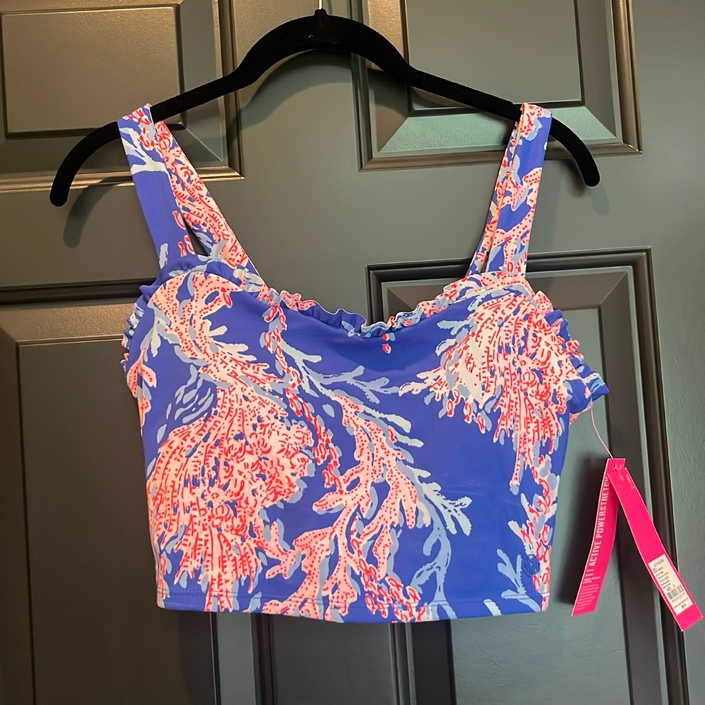 Lilly Pulitzer Luxletic Zahara Ruffle Sports Bra with inserts, size small, NWOT